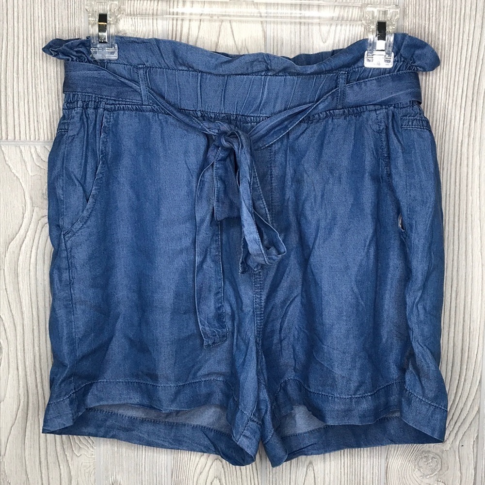 Thread & Supply High Waisted Blue Tie Shorts